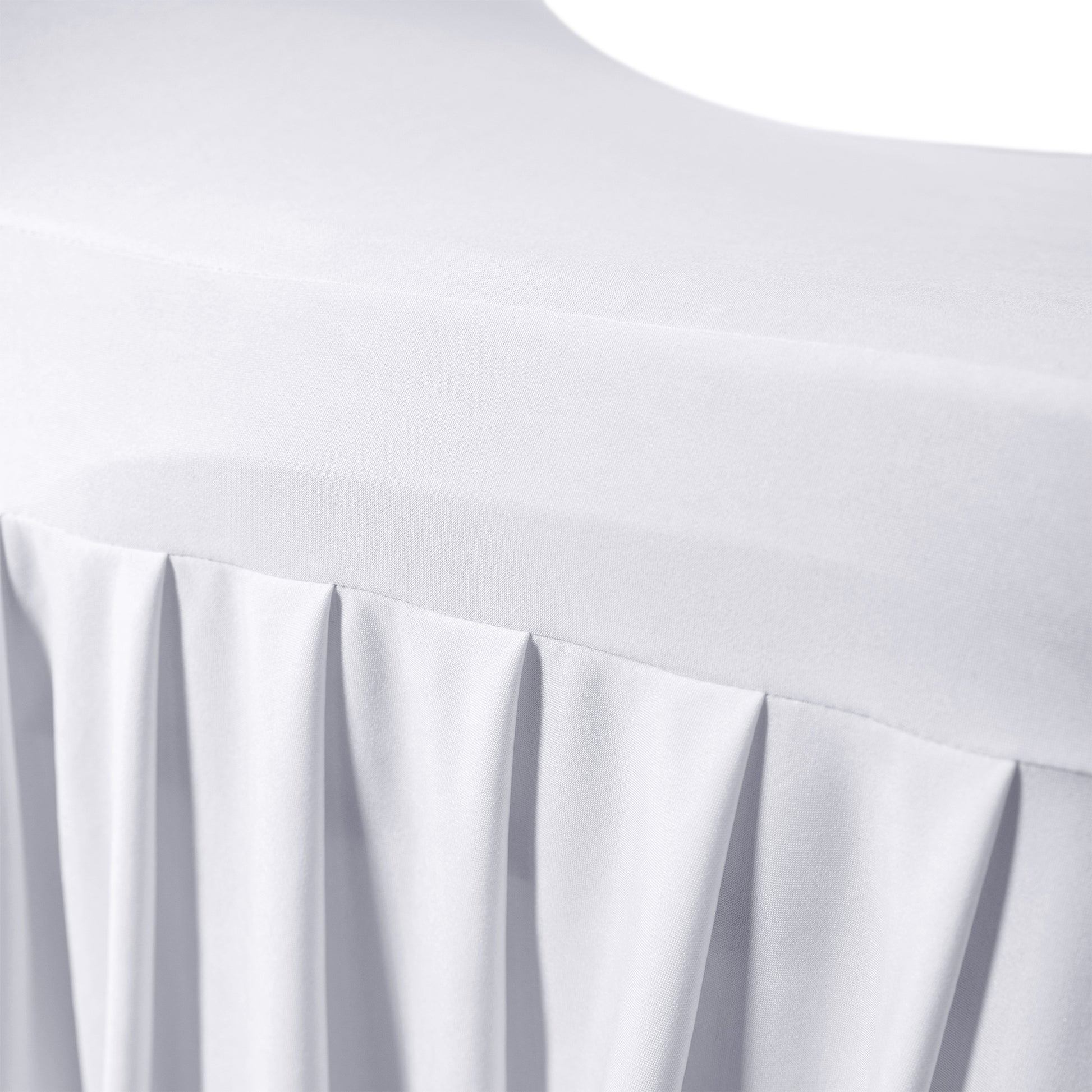 White ruffled pleated bottom Spandex banquet chair cover pleated close up