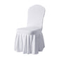White ruffled pleated bottom Spandex banquet chair cover angled view