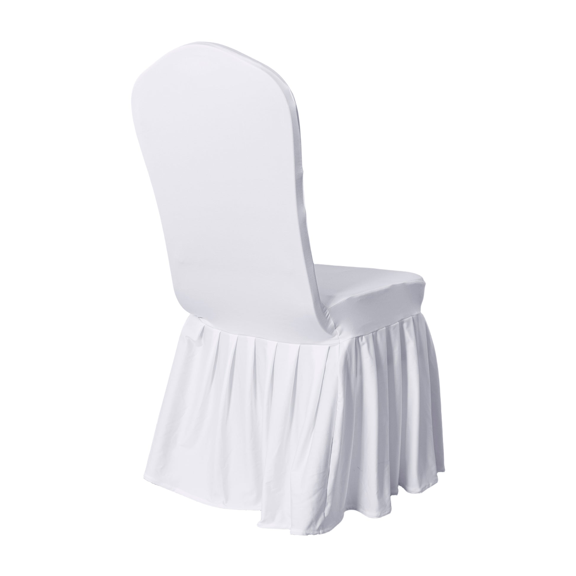 White ruffled pleated bottom Spandex banquet chair cover back 