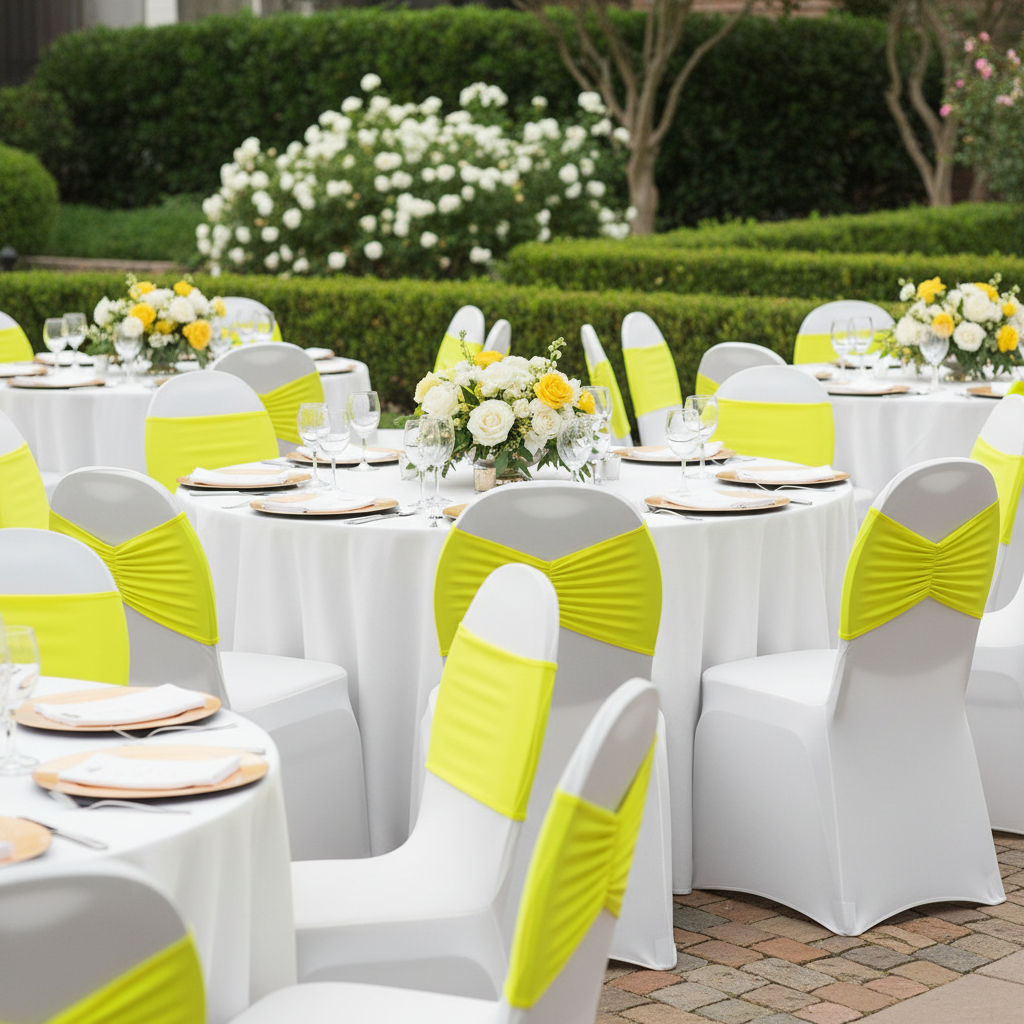 Ruffled Spandex Chair Band - Bright Yellow