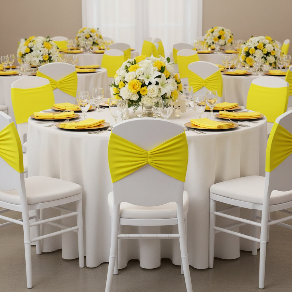 Ruffled Spandex Chair Band - Bright Yellow