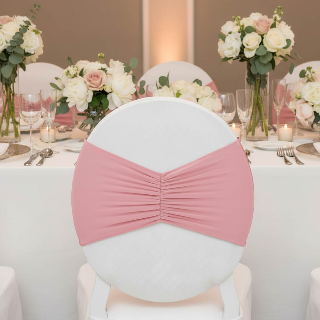 Ruffled Spandex Chair Band - Dusty Rose/Mauve 