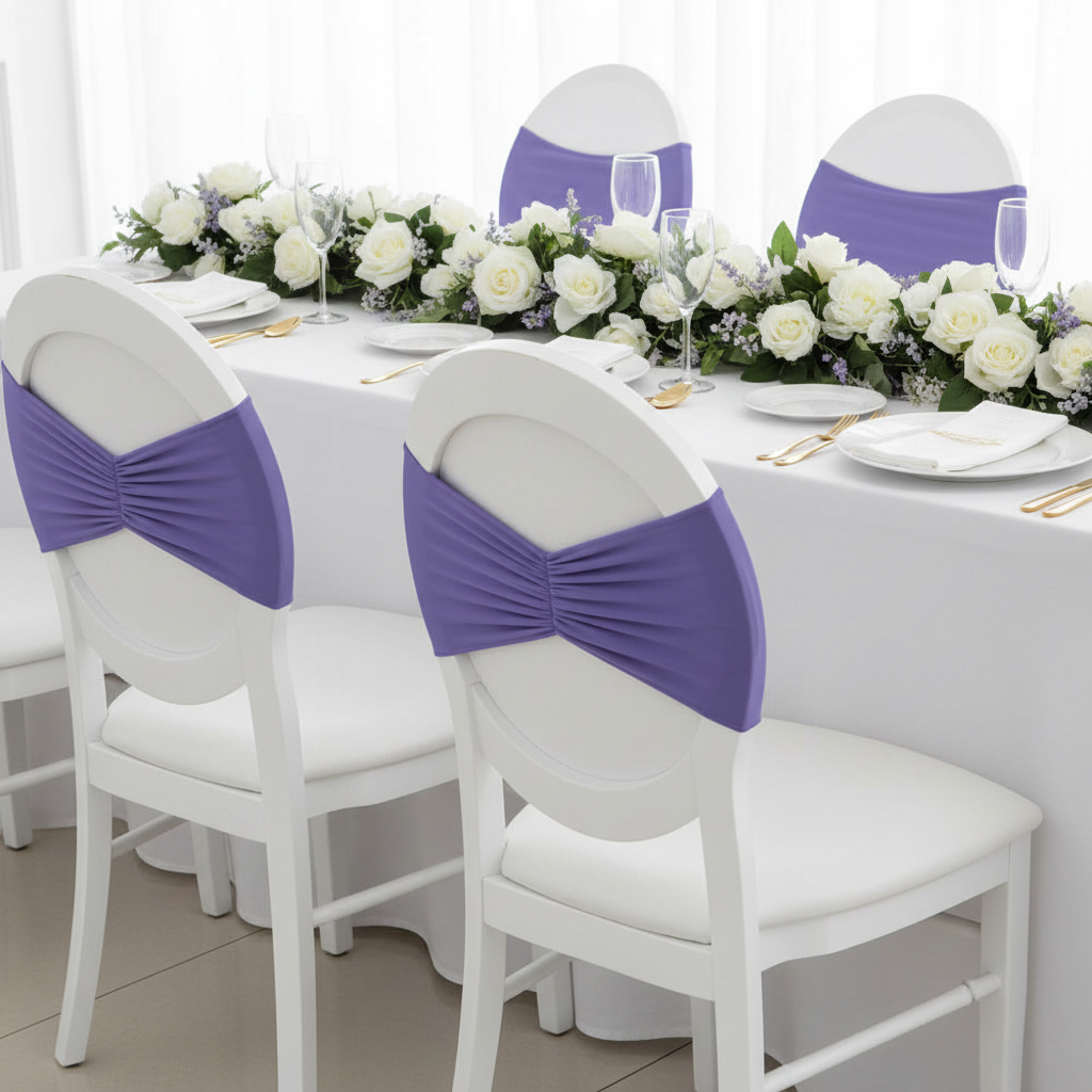 Ruffled Spandex Chair Band - Lavender