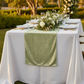 Velvet Table Runner Sage Green outdoor setting