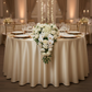 Satin 108" Round Tablecloth - Champagne | napkin | charger plate | centerpiece | wine goblet |