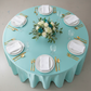 Satin 108" Round Tablecloth - Light Turquoise