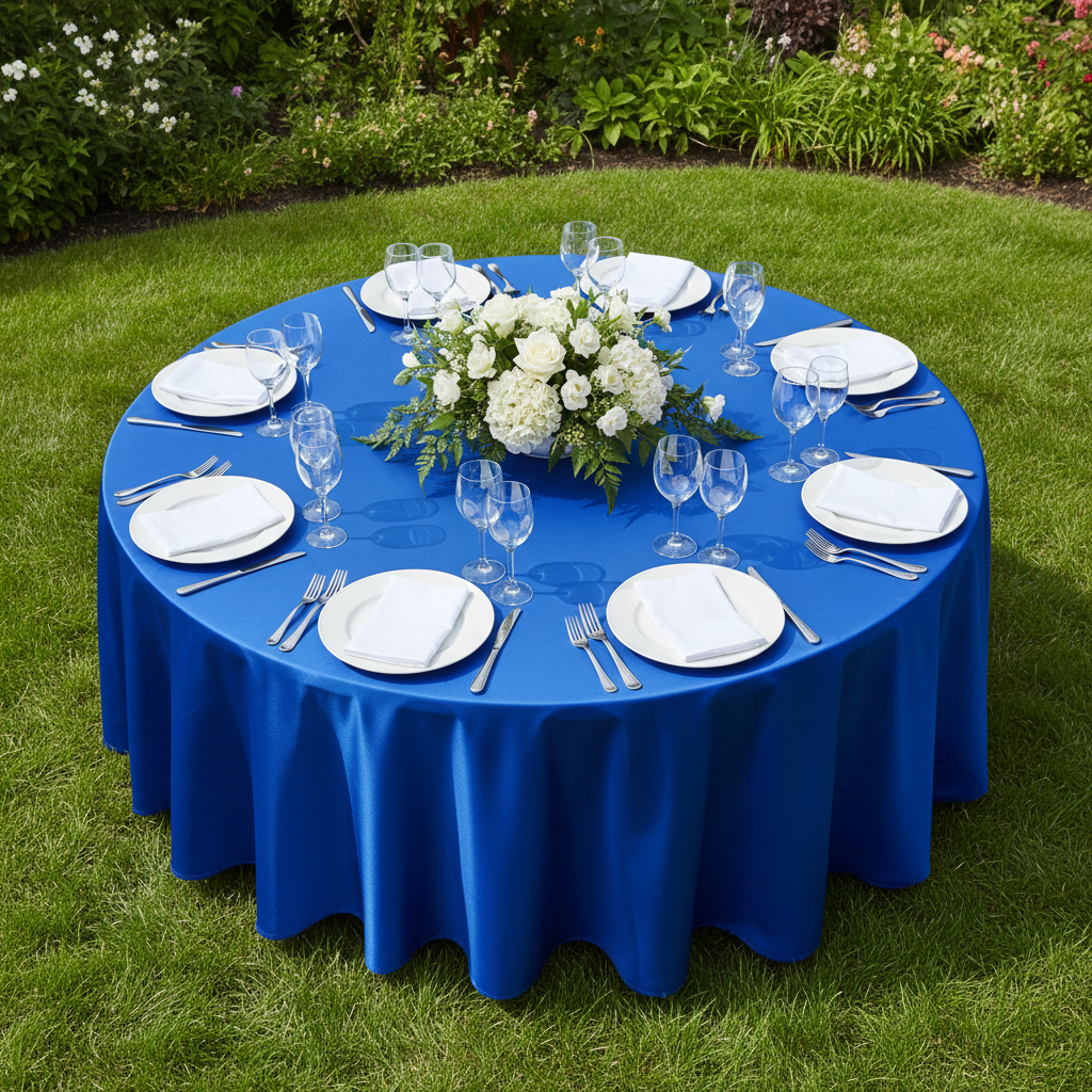 Satin 108" Round Tablecloth - Royal Blue