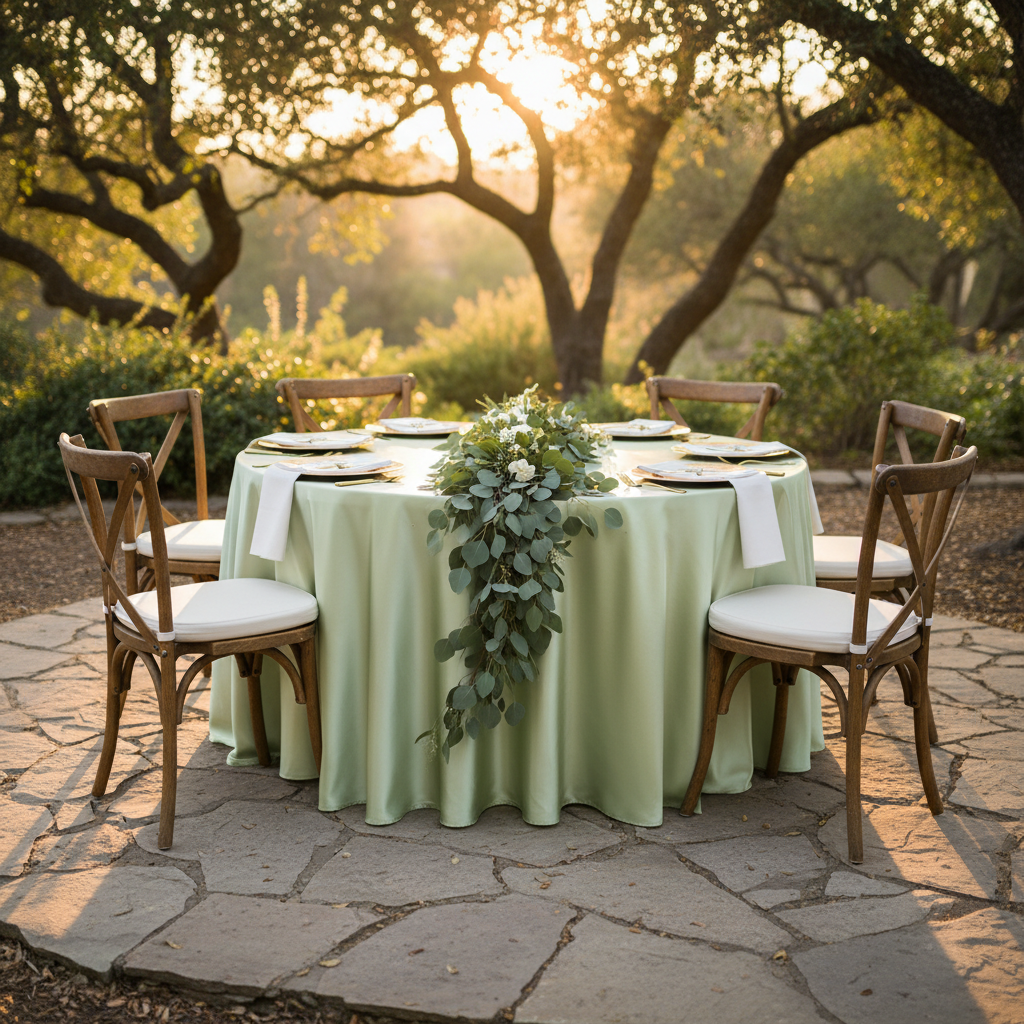 Satin 108" Round Tablecloth - Sage Green