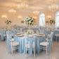 wedding reception with Satin 120" Round Tablecloth - Baby Blue