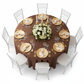 top view setup of Satin 120" Round Tablecloth - Chocolate Brown