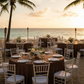 beachfront wedding reception with Satin 120" Round Tablecloth - Chocolate Brown