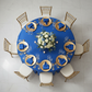 top view wedding reception with Satin 120" Round Tablecloth - Royal Blue