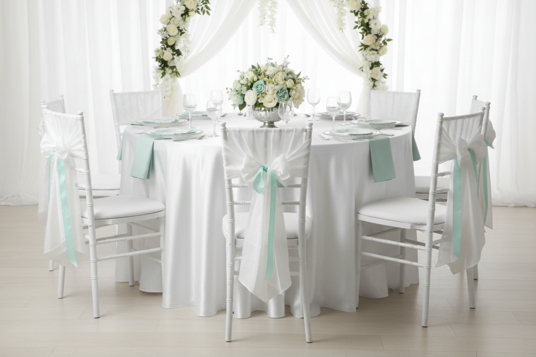 baby shower using Satin 120" Round Tablecloth - White
