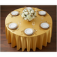 Satin 132" Round Tablecloth - Bright Gold with gold charger plate | white napkin | gold chiavari chair | wine goblets