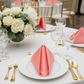 Satin Napkin 20"x20" - Coral | dinner plate | wine goblet |