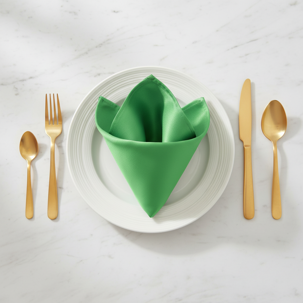 Satin Napkin 20"x20" - Kelly Green | dinner plate |