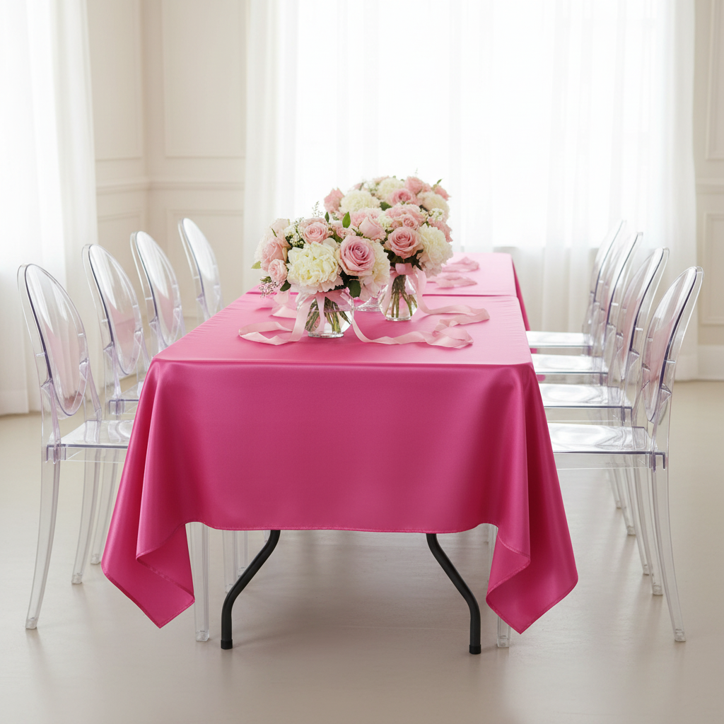 Satin Rectangular 60"x120" Tablecloth - Fuchsia