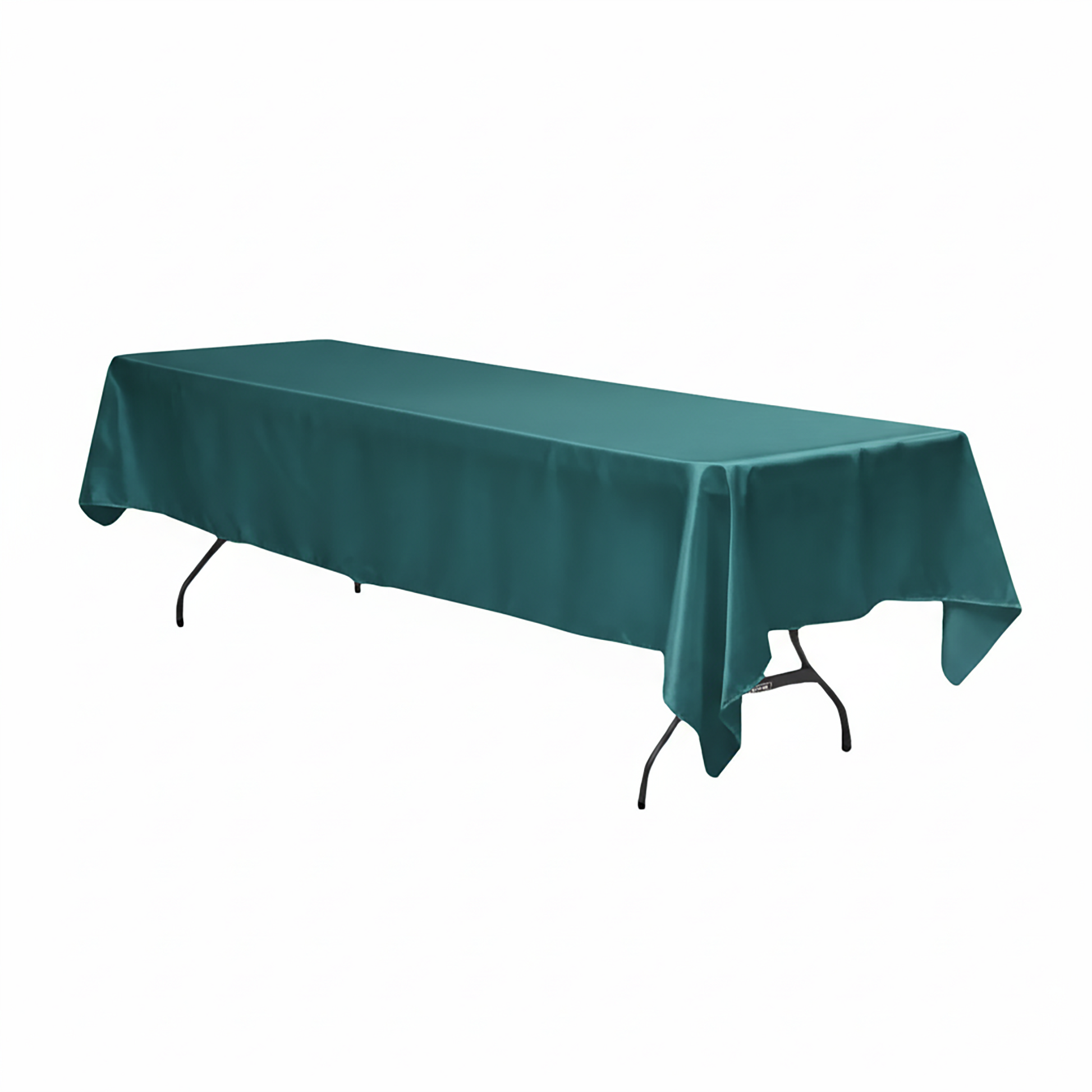 Satin Rectangular 60"x120" Tablecloth Peacock angled view
