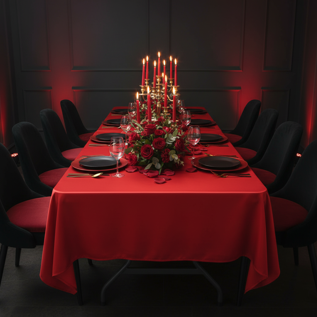 Satin Rectangular 60"x120" Tablecloth - Red