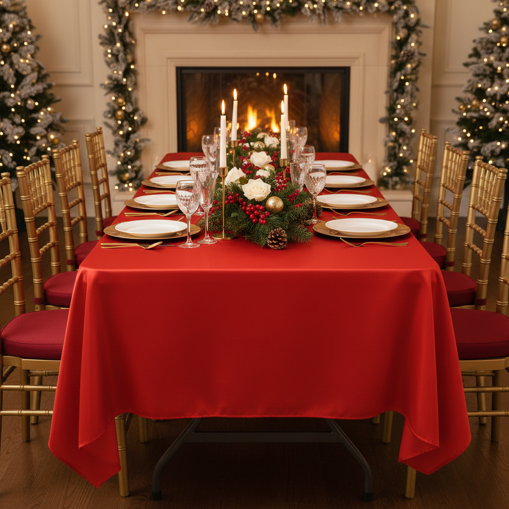 Satin Rectangular 60"x120" Tablecloth - Red
