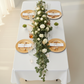top view setup of Satin Rectangular 60"x120" Tablecloth - White
