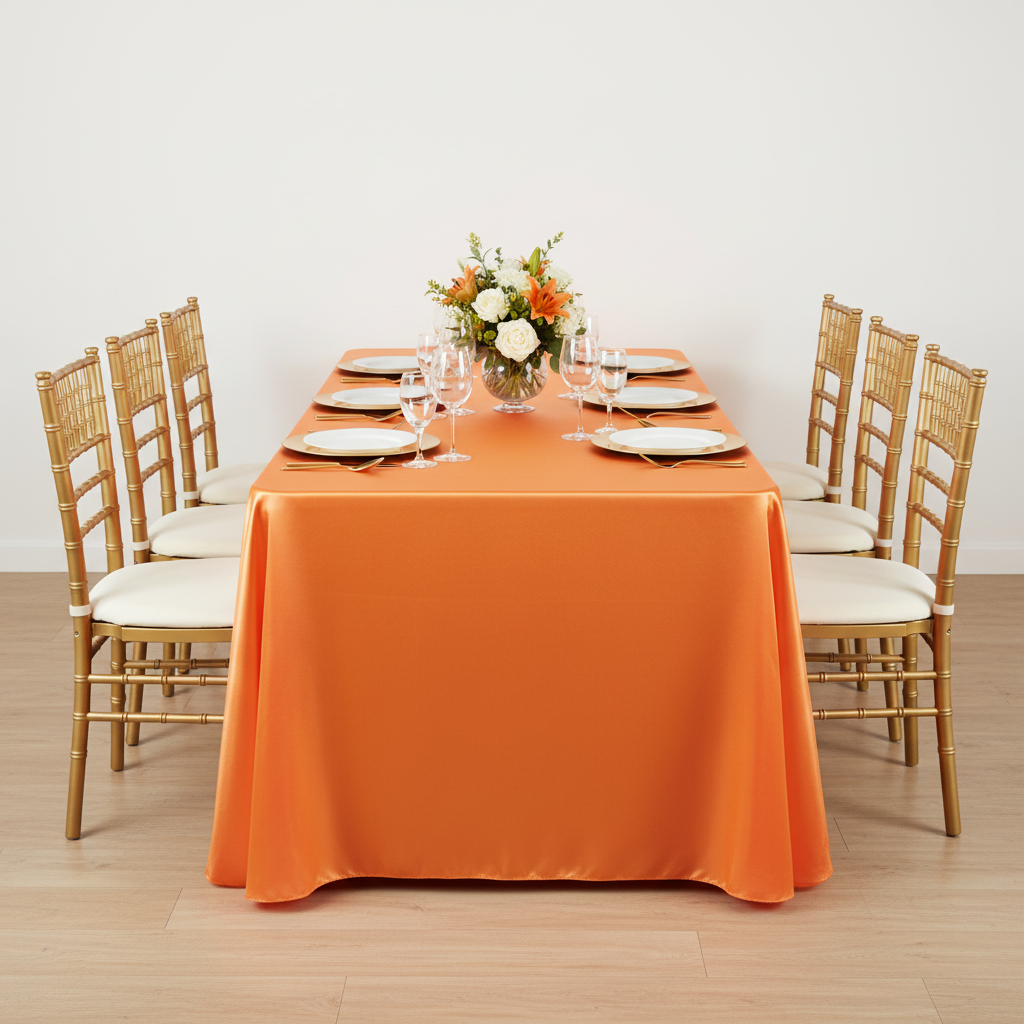 Satin Rectangular 90"x132" Tablecloth - Orange