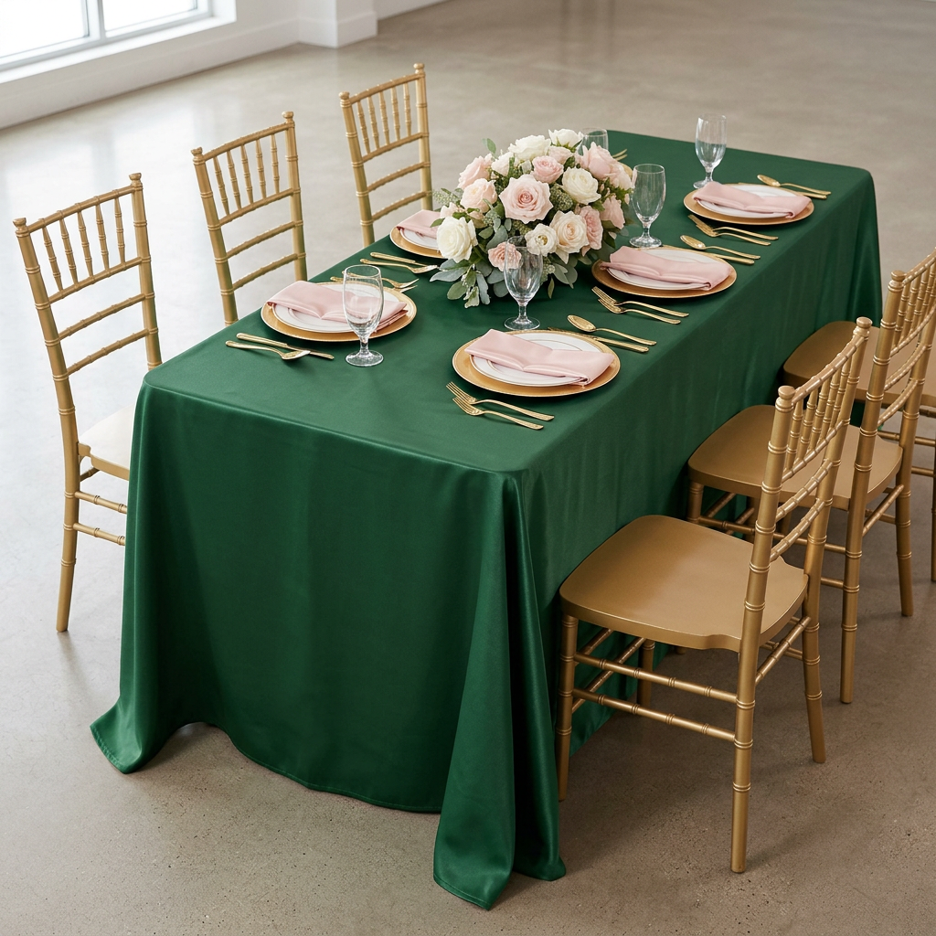 Forest green satin anniversary table