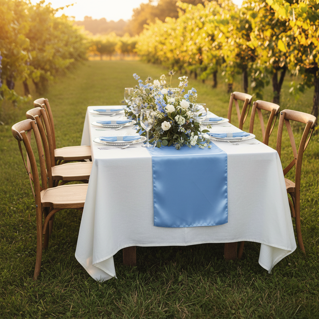 Satin Table Runner - Cornflower/Serenity