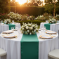 garden wedding reception with Satin Table Runner - Emerald Green
