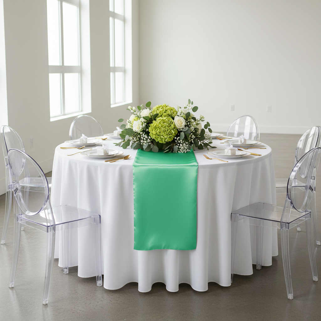 Satin Table Runner - Kelly Green