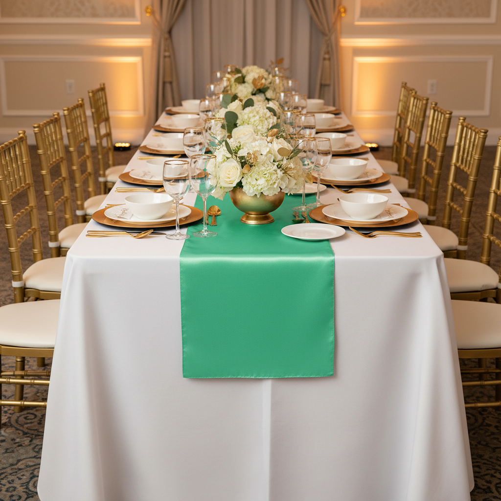 Satin Table Runner - Kelly Green