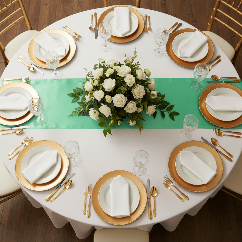 Satin Table Runner - Kelly Green
