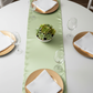 Satin Table Runner - Sage Green | wine goblets | charger plate | napkin |