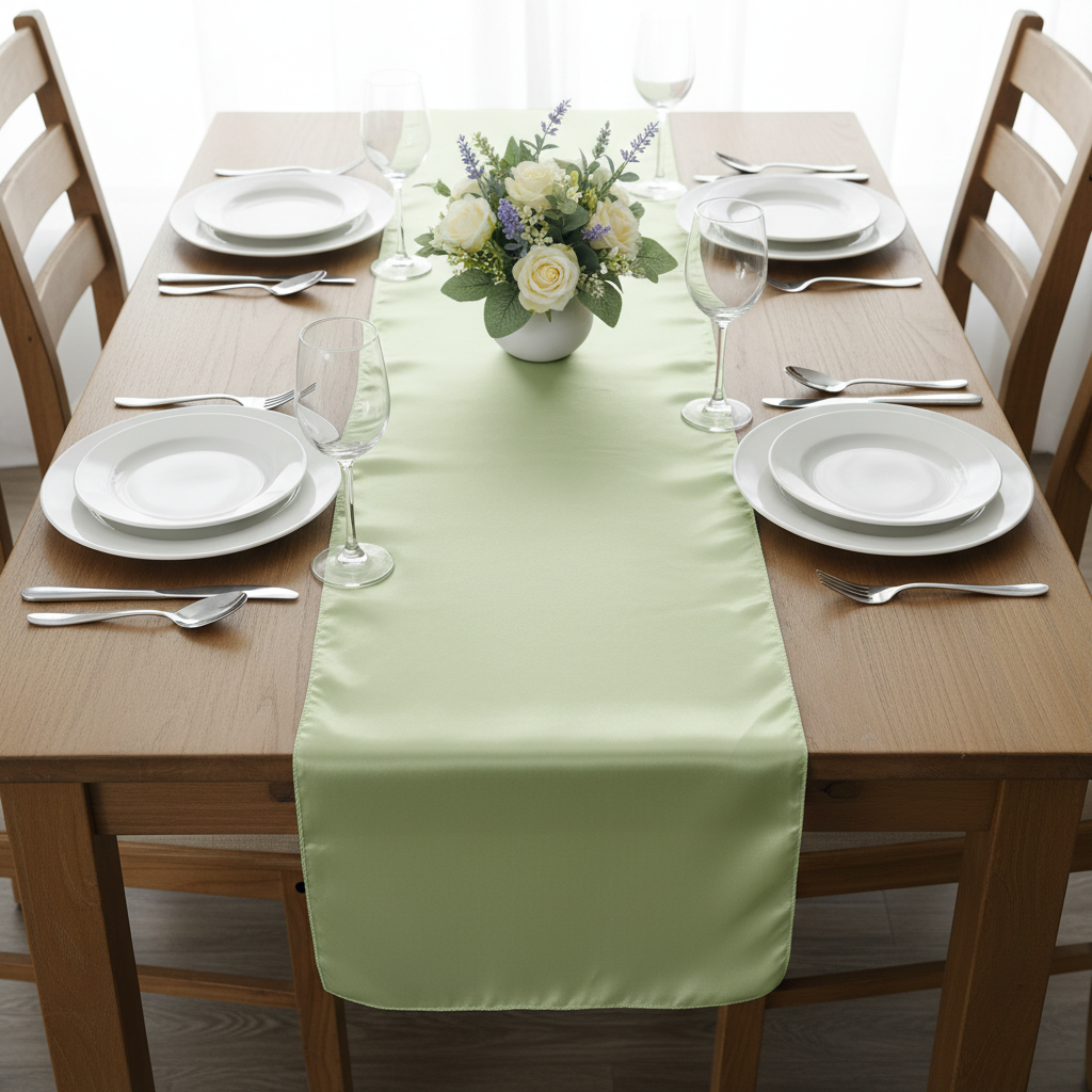 Satin Table Runner - Sage Green 