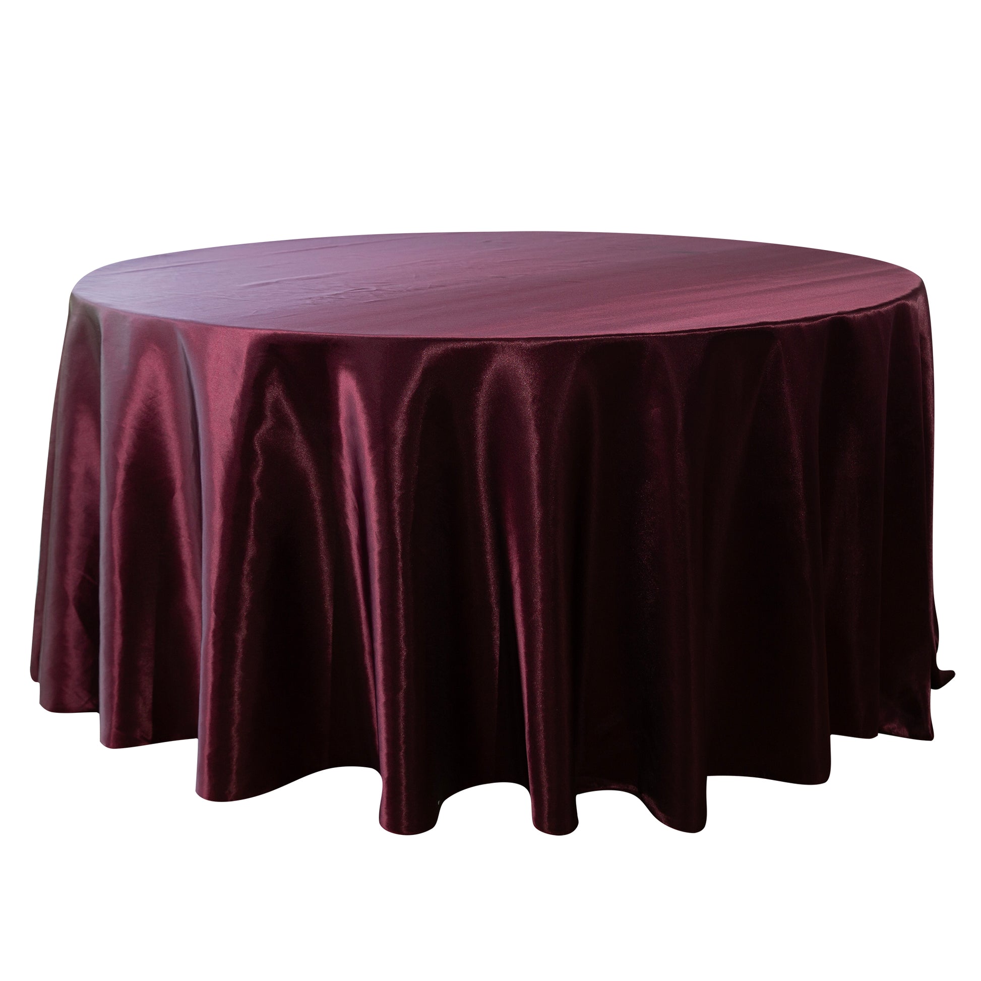 Satin 132" Round Tablecloth - Cabernet