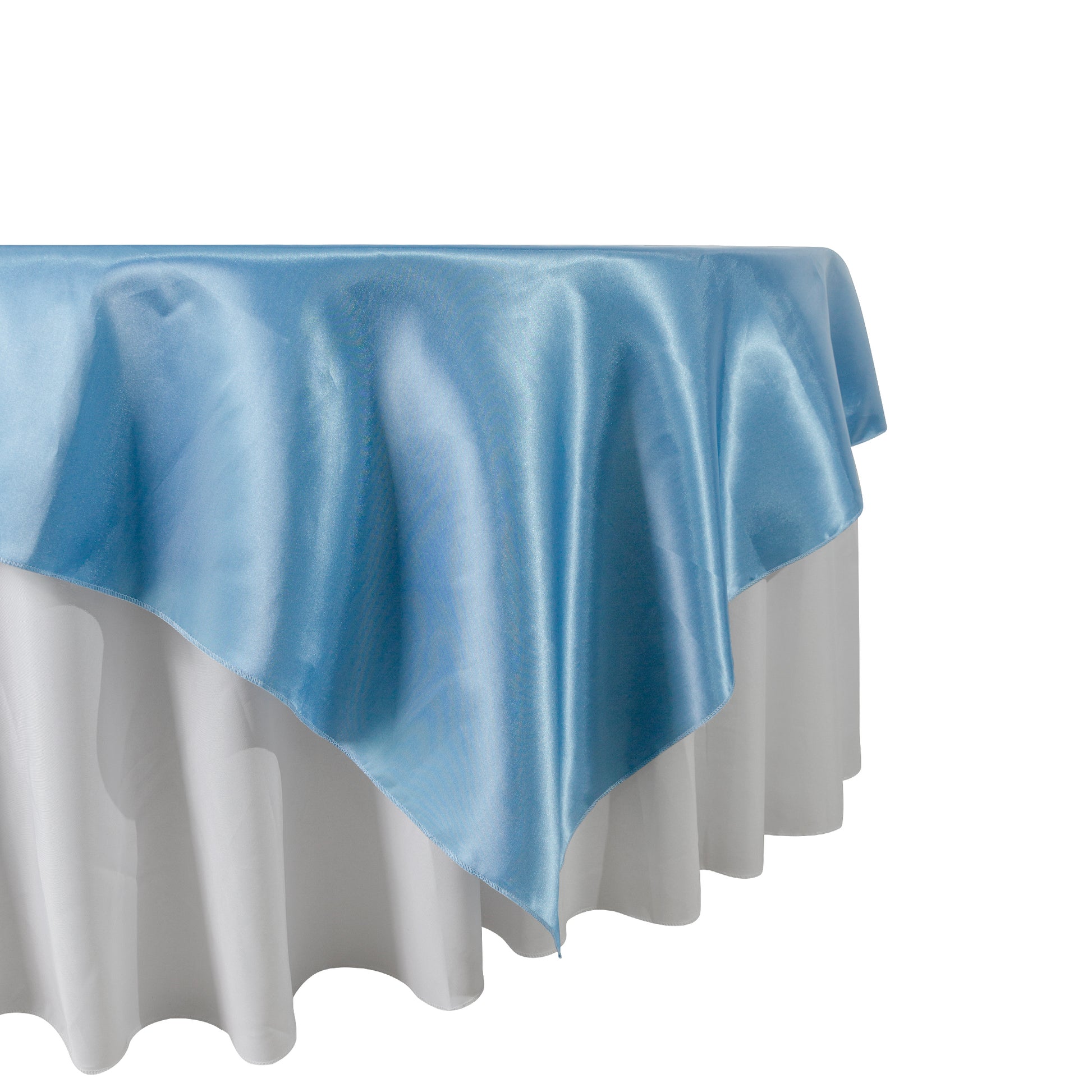 Square 90"x90" Satin Table Overlay - Steele Blue