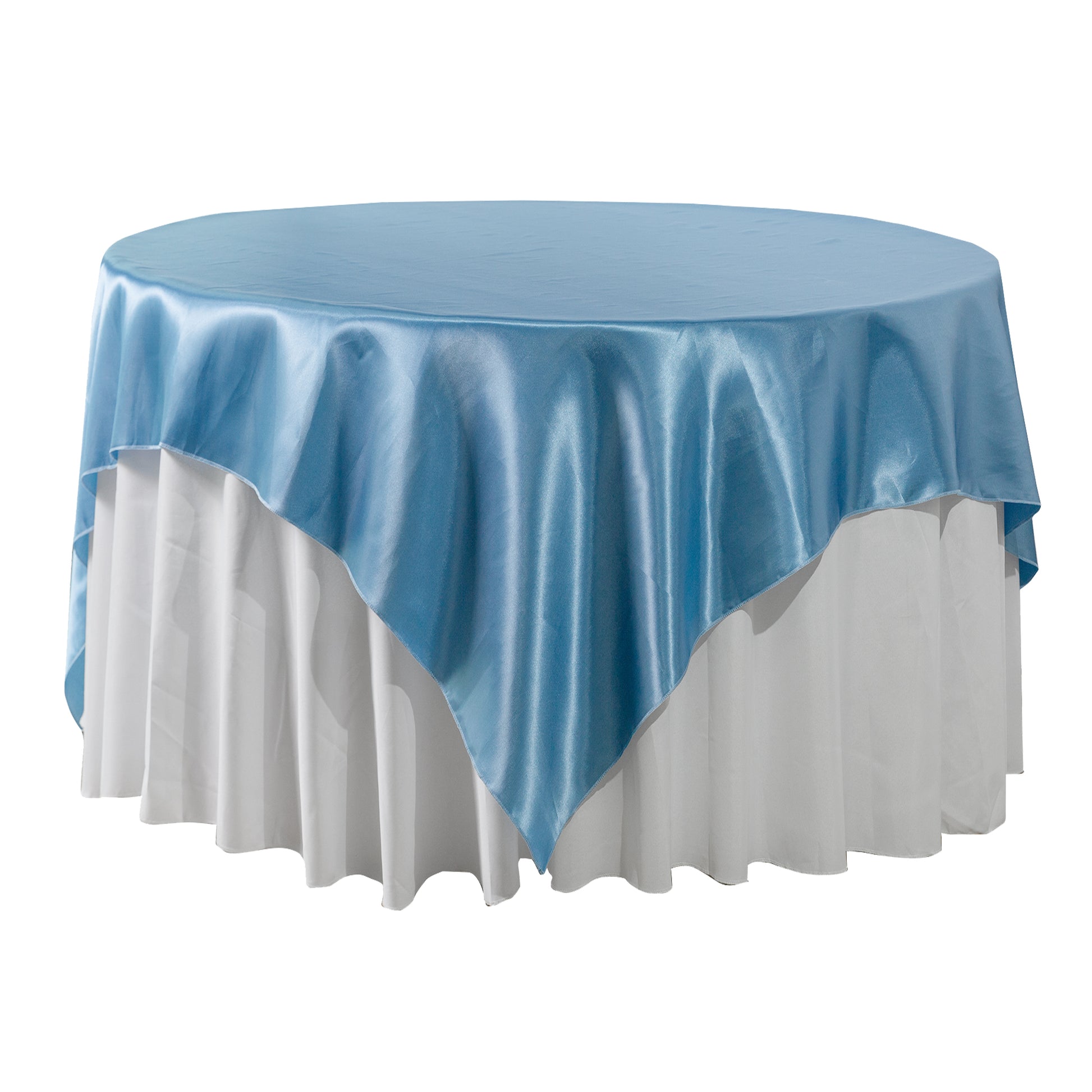 Square 90"x90" Satin Table Overlay - Steele Blue
