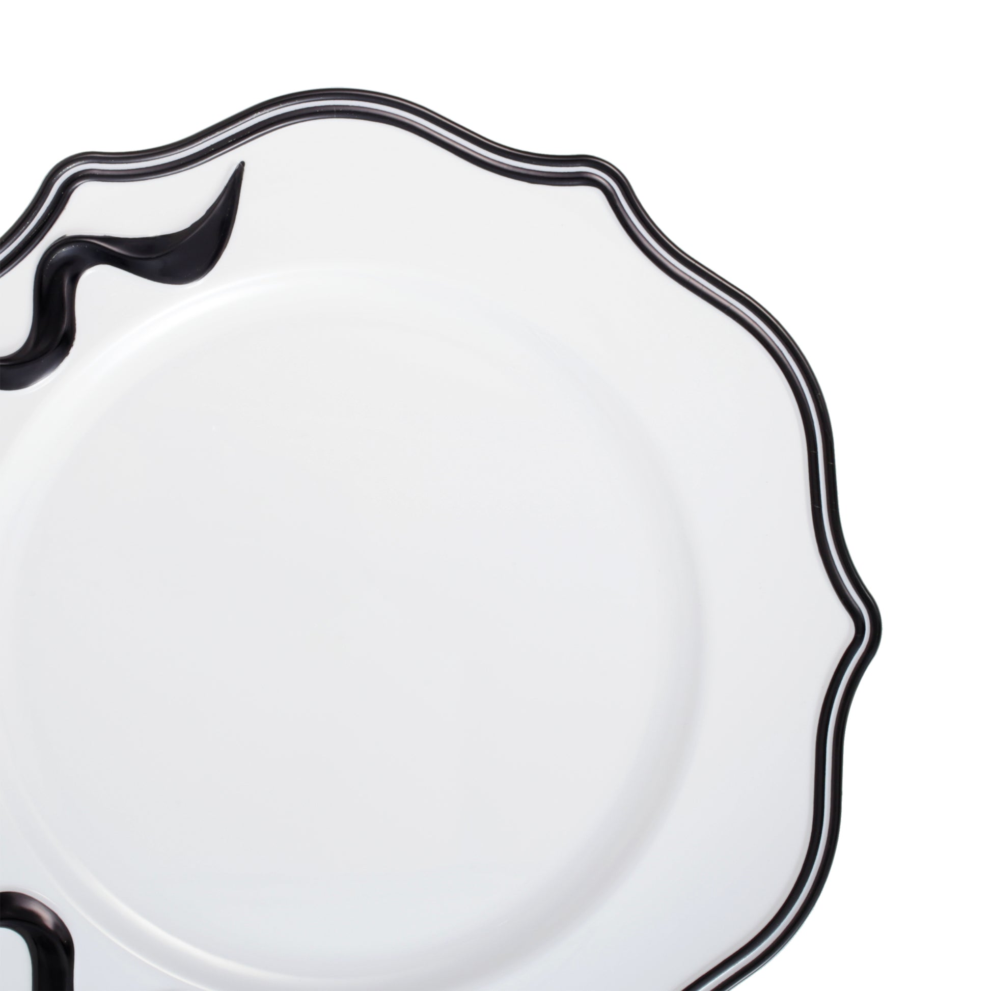 Scalloped Bow Acrylic Charger Plate Black edge details
