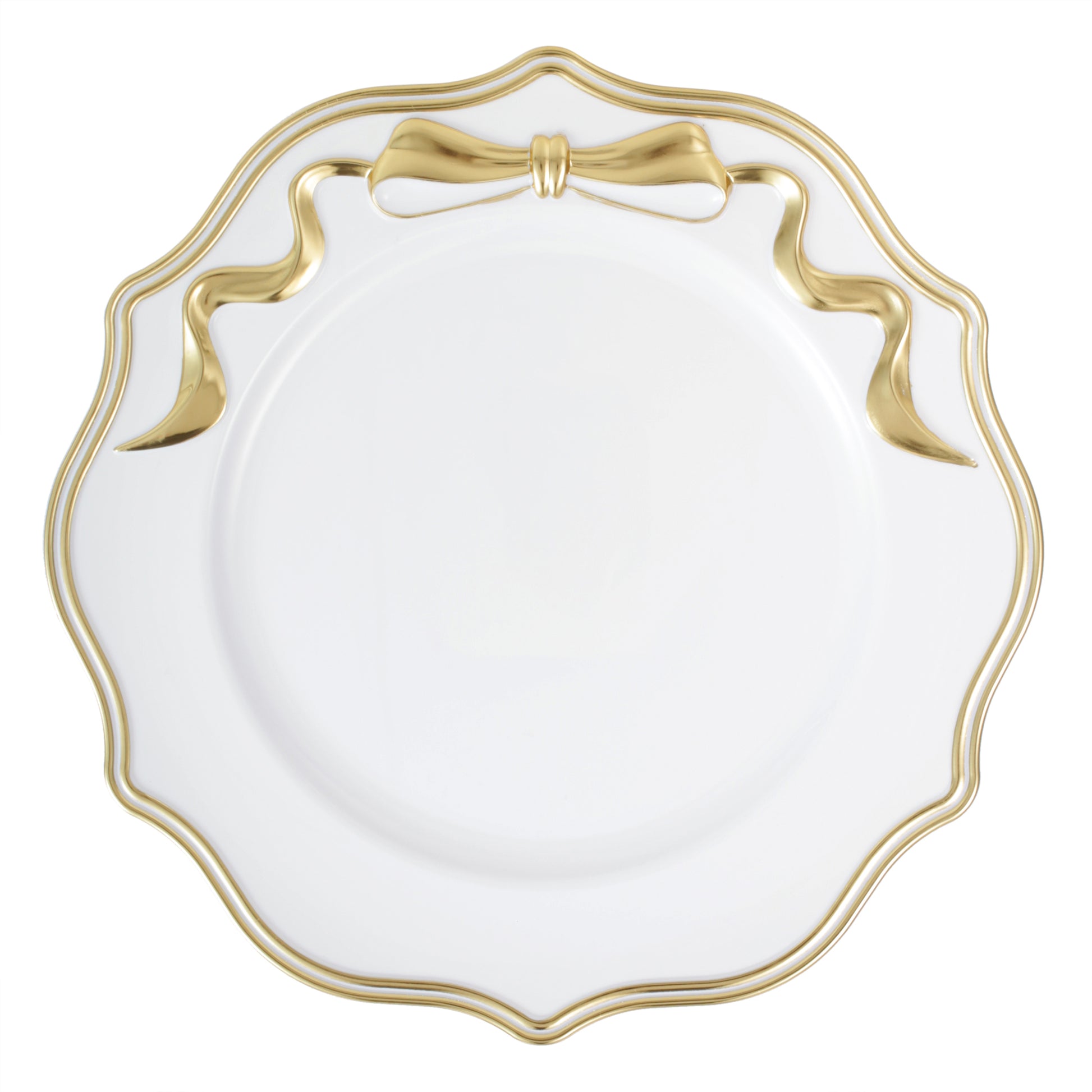 Scalloped Bow Acrylic Charger Plate Gold - CV Linens