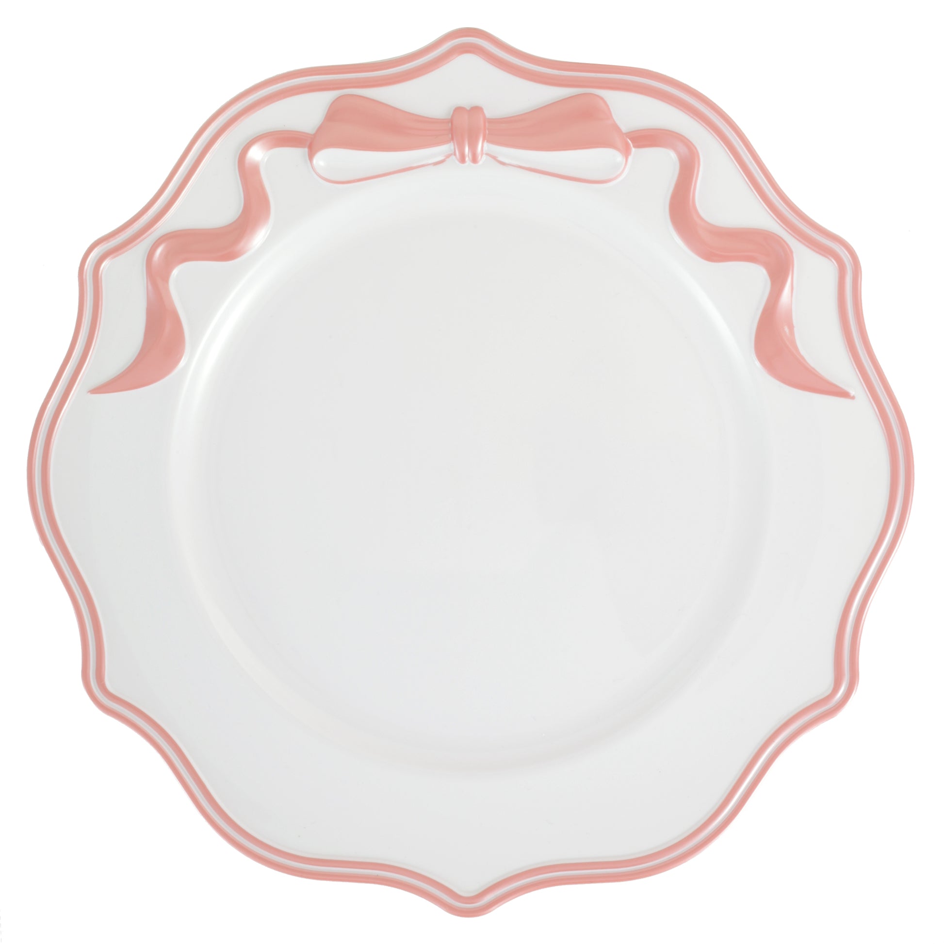 Scalloped Bow Acrylic Charger Plate Pink - CV Linens