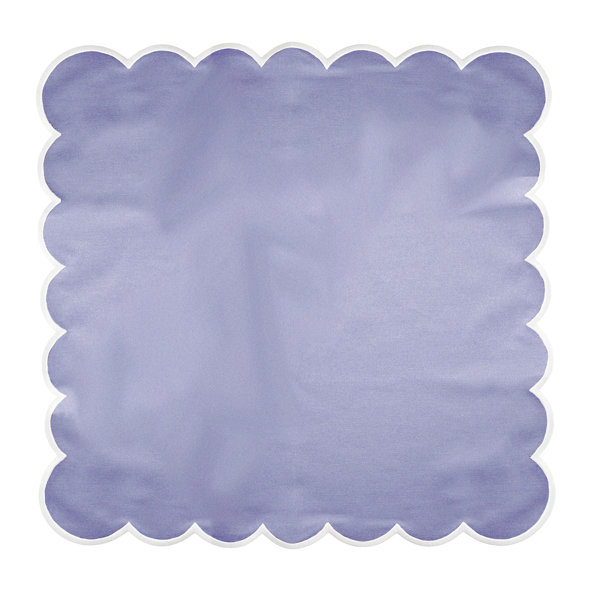 4 pc/pk Scalloped Edge Linen Napkin - Lavender/White Trim laid flat