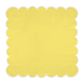 4 pc/pk Scalloped Edge Linen Napkin - Pastel Yellow/White Trim laid flat