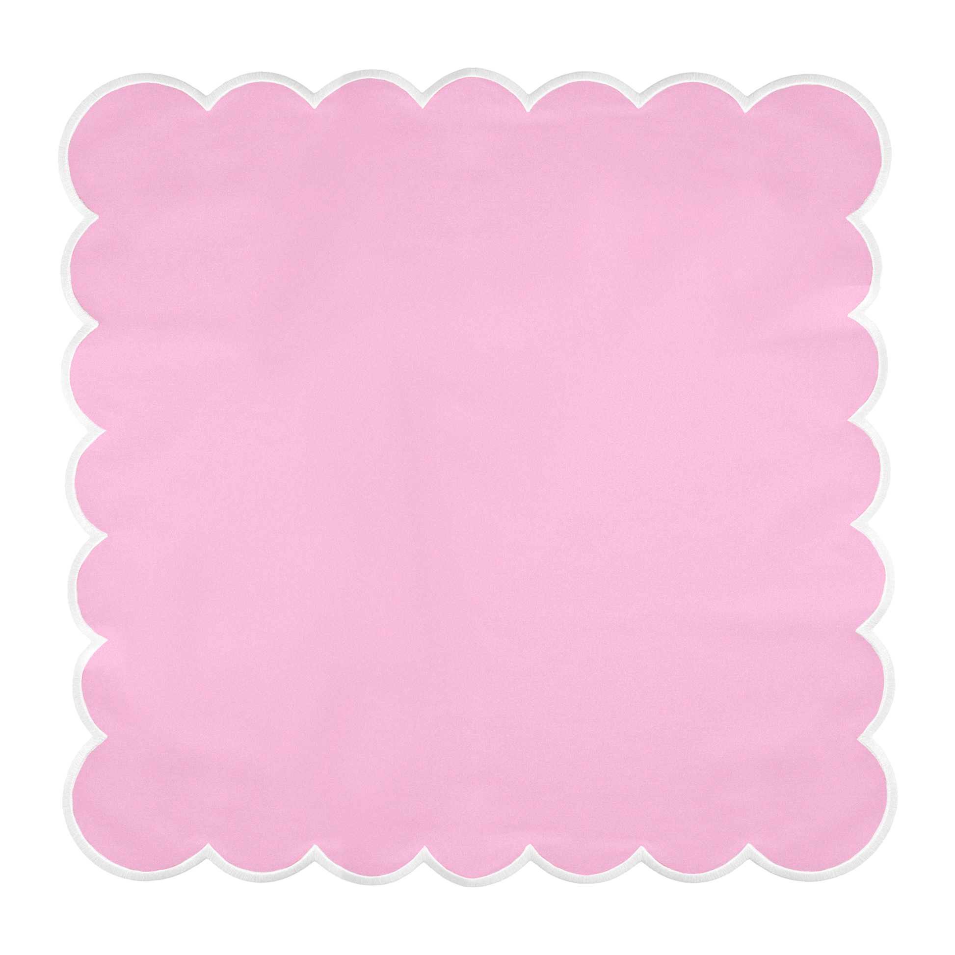 4 pc/pk Scalloped Edge Linen Napkin - Pink/White Trim laid flat