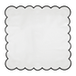 4 pc/pk Scalloped Edge Linen Napkin - White/Black Trim laid flat