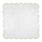 4 pc/pk Scalloped Edge Linen Napkin - White/Natural Trim laid flat