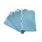 4 pc/pk Scalloped Edge Linen Napkin - Baby Blue/White Trim