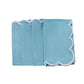 4 pc/pk Scalloped Edge Linen Napkin - Baby Blue/White Trim