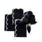 4 pc/pk Scalloped Edge Linen Napkin - Black/White Trim