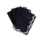 4 pc/pk Scalloped Edge Linen Napkin - Black/White Trim