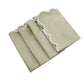 4 pc/pk Scalloped Edge Linen Napkin - Natural/White Trim